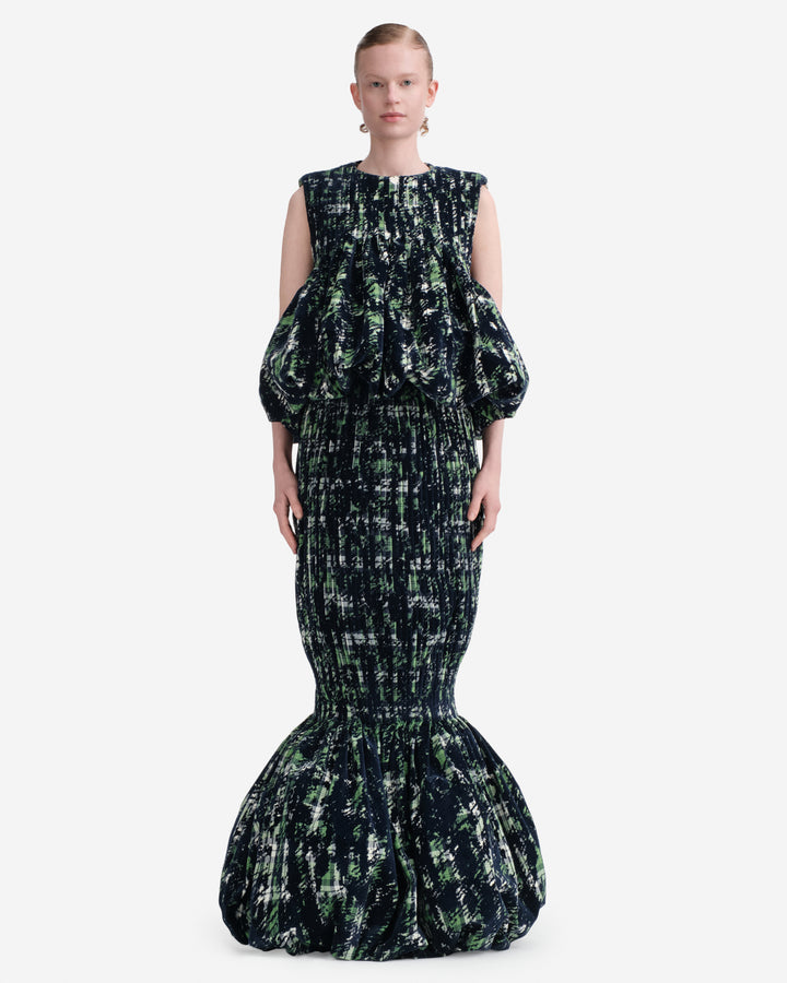 Long Plisseé Velvet Skirt