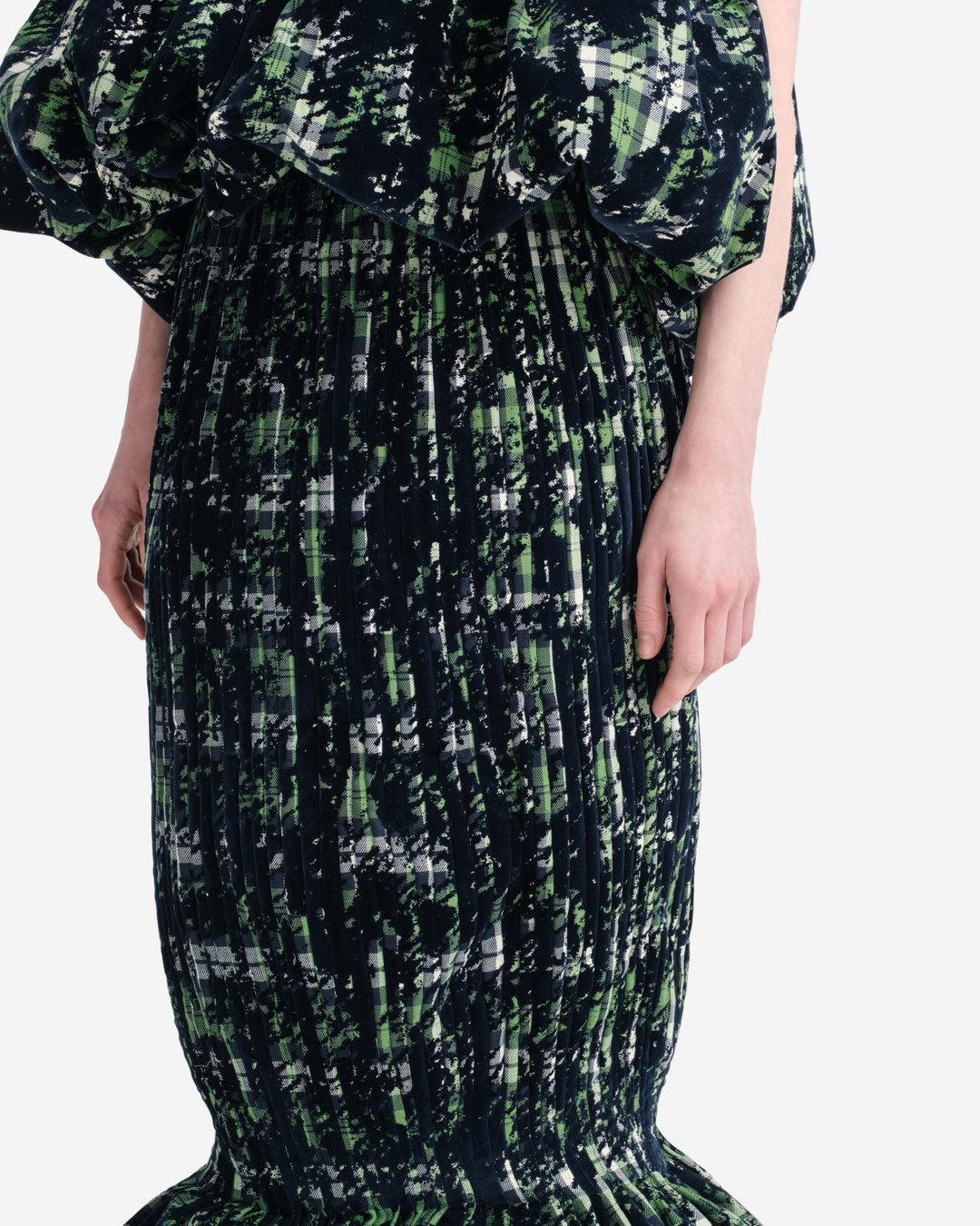 Long Plisseé Velvet Skirt